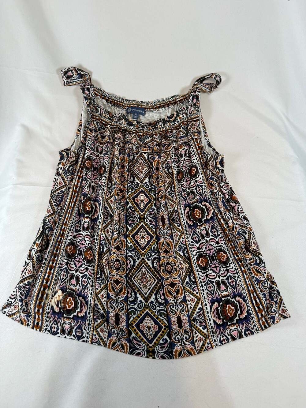 Democracy Tank Top Size M Multi Boho Paisley Indie Vanguard Cottage Glam